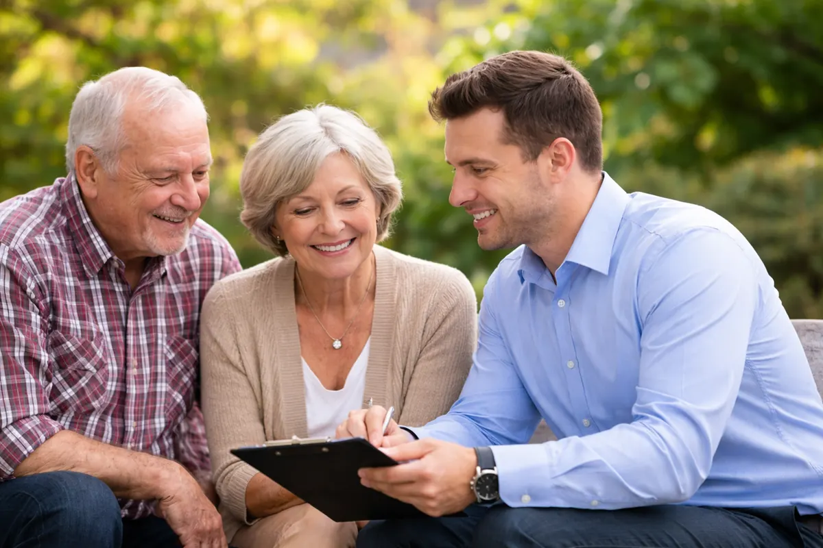 Family reviewing life insurance planning